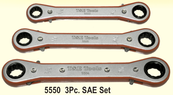 3 Piece SAE Ratchet Ring Set (12 Point) T&E Tools 5550