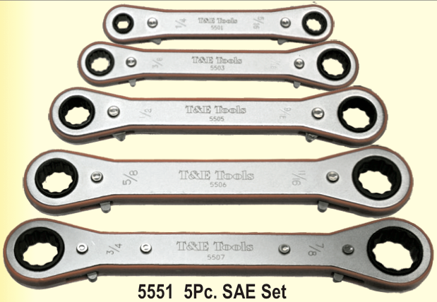 5 Piece SAE Ratchet Ring Set (12 Point) T&E Tools 5551