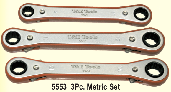 3 Piece Metric Ratchet Ring Set (12 Point) T&E Tools 5553