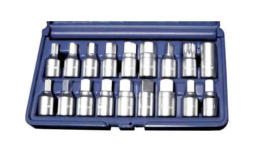 18 Piece Master Drain Plug Key Set T&E Tools 5704