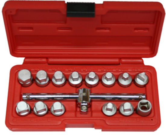 15Pc. Oil Drain Plug  Socket  Set T&E Tools 5711