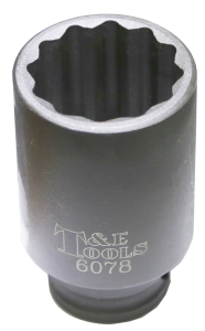 35mm x 1/2"Dr FWD Axle Nut Socket 80mm Long T&E Tools 6078