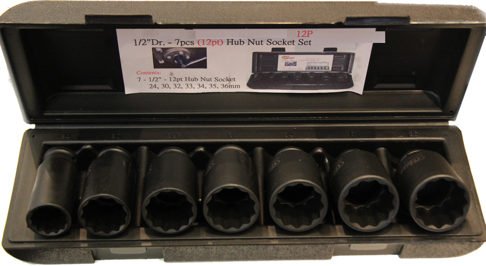 7 Piece "Dr. Front Wheel Drive Axle Spindle Nut Socket Set T&E Tools 6079