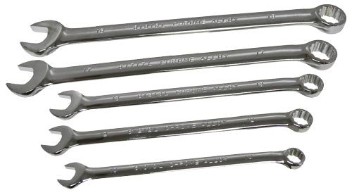 5Pc. Long 12Pt Combination Wrench 10, 12, 13, 17, 18mm T&E Tools 61000X