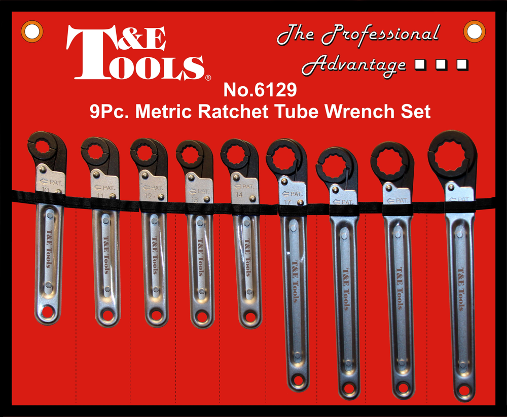 9 Piece Metric Ratchet Tube Wrench Set T&E Tools 6129