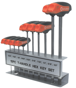 10 Piece SAE T-Handle Hex-Key Set T&E Tools 6490