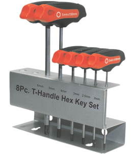 6 Piece Metric T-Handle Hex and Ball-End Key Set T&E Tools 6506