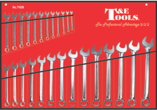 26 Piece Euro Metric Combination Wrench Set T&E Tools 71026