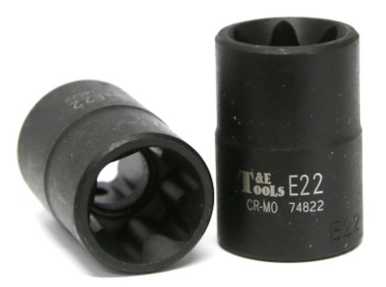 E22 1/2" Drive E-Series Torx-r Impact Sockets 38mm Long T&E Tools 74822