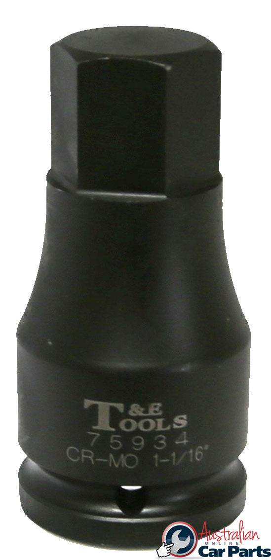 1.1/16" x 3/4" Drive SAE In-Hex Impact Socket T&E Tools 75934