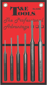 6 Piece Pin Punch Set (In Vinyl Wallet) T&E Tools 8266