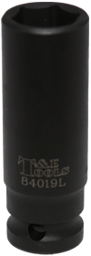 19mm x 1/2" Deep 6 Point Impact Socket T&E Tools 84019L