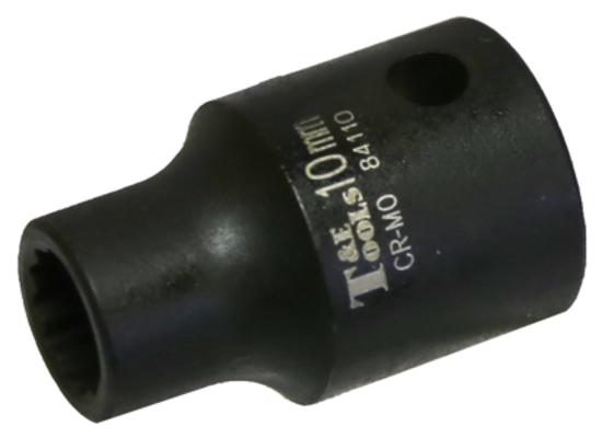 10mm x 1/2" Standard 12 Point Impact Socket T&E Tools 84110