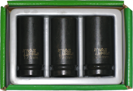3 Piece Extra Slim Deep Impact Socket Set T&E Tools 841721