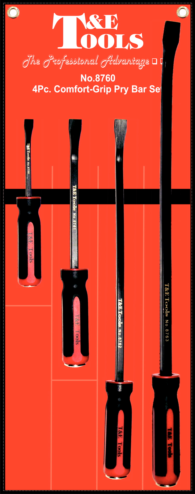 Pry Bar Set - 4 Piece Comfort-Grip Tang thru T&E Tools 8760