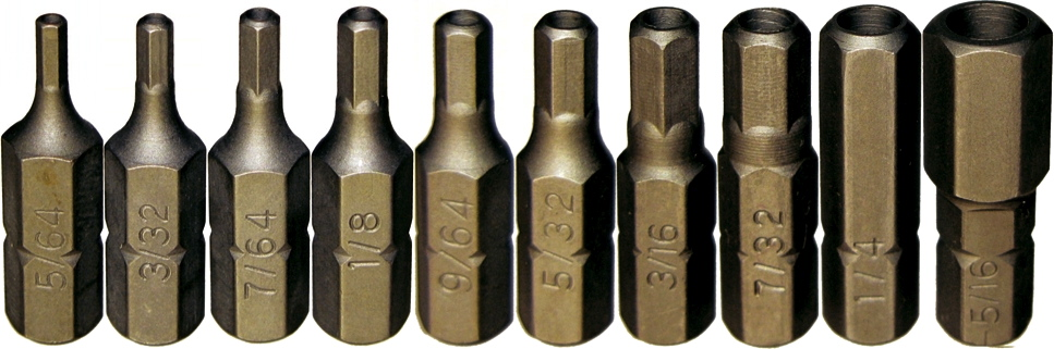 11 Piece SAE Tamper In-Hex Insert Bits (1/4" Hex Short) T&E Tools 91110