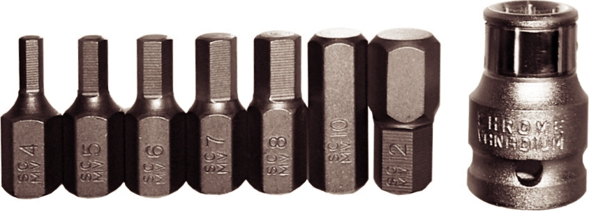 8 Piece SAE In-Hex Insert Bits (5/16" Hex Short) T&E Tools 91115