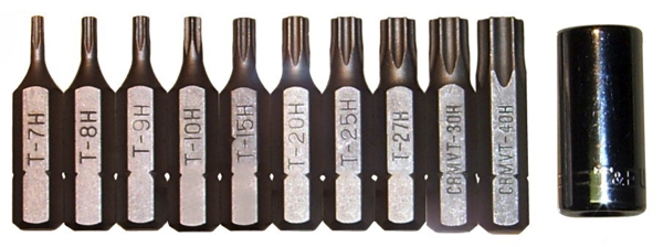 11 Piece Tamper Torx Insert Bit Set T&E Tools 91119