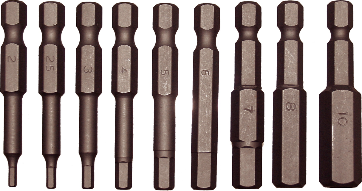 10 Piece Metric Tamper In-Hex Power Bits (1/4" Hex Long) T&E Tools 91123