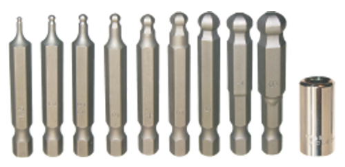 Metric Ball-End In-Hex Power Bits (1/4" Hex Long)10 Piece set T&E Tools 91128
