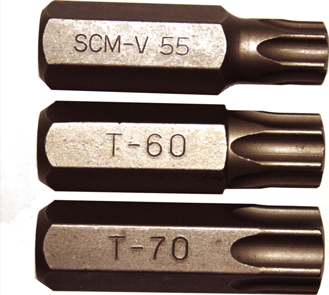 4Pc Torx-r Insert Bits (14mm Hex) T55-T70  50mm Long T&E Tools 91147