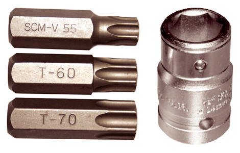 4 Piece Tamper Torx-r Insert Bits (14mm Hex) T55-T70  50mm Long T&E Tools 91149