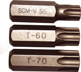 4 Piece Tamper Torx-r Insert Bits (14mm Hex) T55-T70  50mm Long T&E Tools 91149
