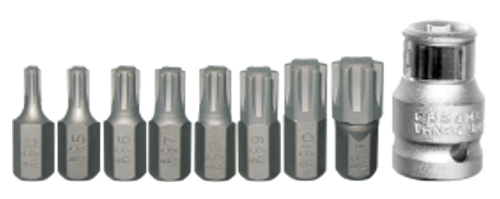 9 Piece Ribe Insert Bit Set (Short Series) T&E Tools 91208