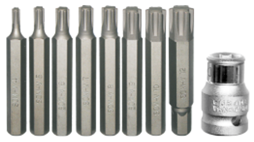 9 Piece Ribe Insert Bit Set (Long Series) T&E Tools 91209