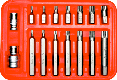 16 Piece Triple Square (Multi-Spline) 10mm Hex Insert Bits T&E Tools 91212
