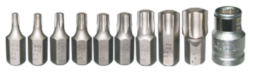 10 Piece Torx-r Insert Bit Set 5/16" Hex Short T&E Tools 91214