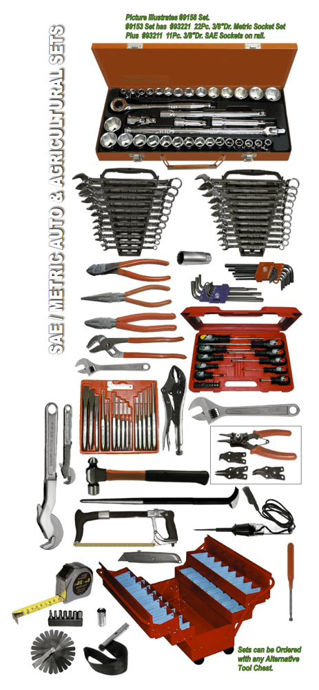 153Pc. SAE/Metric Auto Tool Set T&E Tools 9153