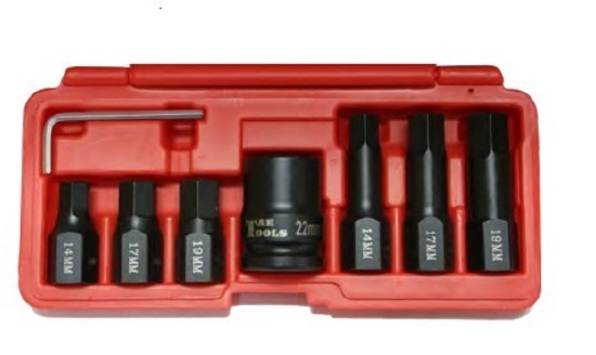 8Pc. Metric In-hex Impact Bit & 3/4"Dr. Holder 14, 17, 19mm T&E Tools 91820