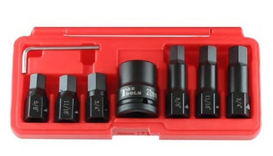 8Pc. SAE In-hex Impact Bit & 3/4"Dr. Holder 5/8", 11/16", 3/4" T&E Tools 91822