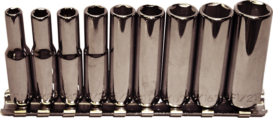 9 Piece 1/4"Drive Deep Sockets (6 Point) T&E Tools 92409