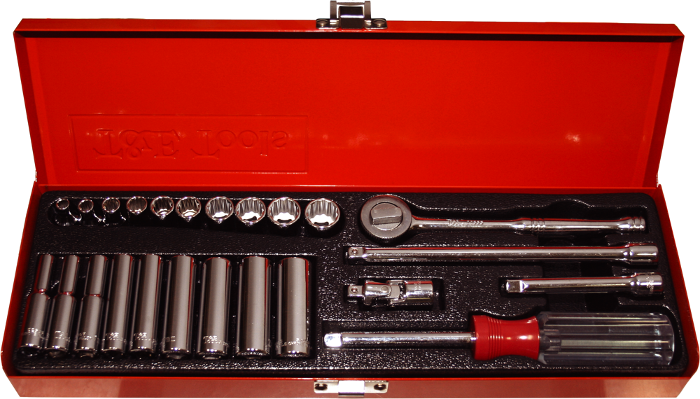 T&E Tools 24 Piece 1/4"Drive SAE Socket Set (12 Point)  92724