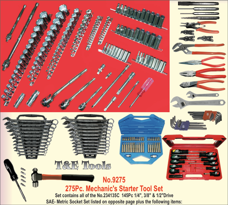 275Pc. Mechanic's Starter Tool Set T&E Tools 9275