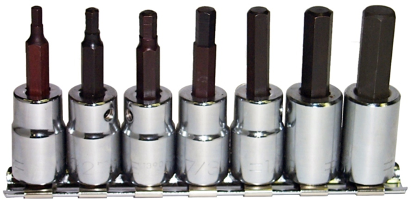 7 Piece SAE In-Hex 3/8" Drive Sockets T&E Tools 93101
