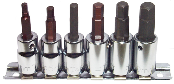 6 Piece Metric In-Hex 3/8" Drive Sockets T&E Tools 93102