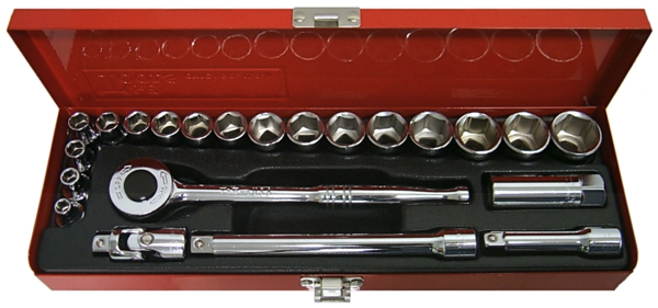 22 Piece 3/8" Drive Metric Socket Set (6 Point) T&E Tools 93221