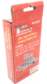 9 Piece SAE 3/8" Drive Torque Adaptor Set  T&E Tools 93227