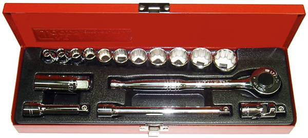 16 Piece 3/8" Drive SAE Socket Set (12 Point) T&E Tools 93316