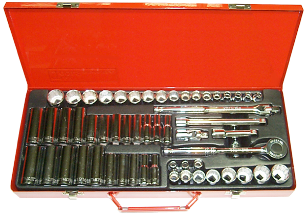 56 Piece 3/8" Drive SAE & Metric Socket Set (12 Point) T&E Tools 93748