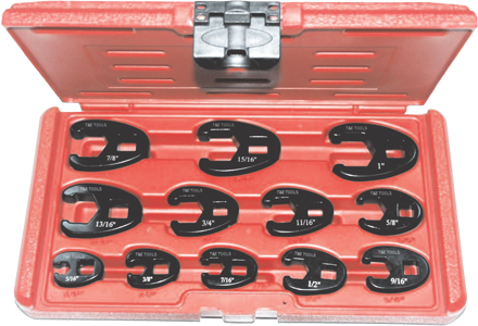 12 Piece SAE 3/8" & 1/2" Drive Flare Nut Crowsfoot Wrench Set T&E Tools 93912