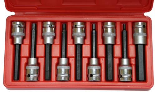9 Piece Metric In-Hex 1/2" Drive Socket Set (Long Series) T&E Tools 94109