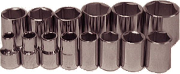 14 Piece 1/2" Drive SAE 6 Point Sockets   T&E Tools 94214