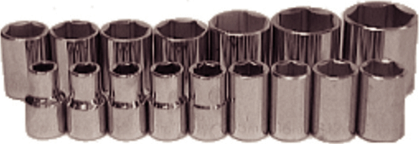 16 Piece 1/2" Drive Metric 6 Point Sockets T&E Tools 94216