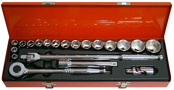 T & E Tools 20 Piece 1/2" Drive Standard Metric Socket Set (6 Point) 94221