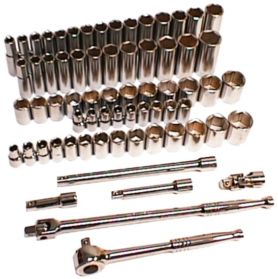 60 Piece 1/2" Drive Master Socket Sets (6 Point) T&E Tools 94667