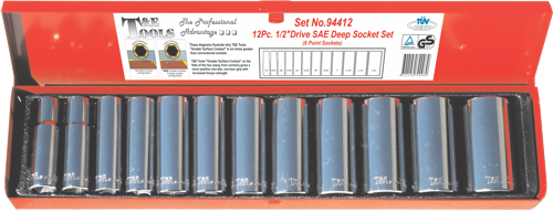 30 Piece 1/2" Drive Standard & Deep SAE Socket Sets (12 Point) T&E Tools 94729